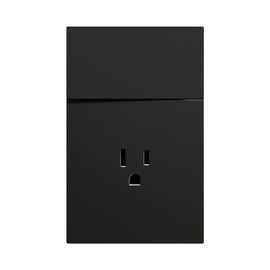 PLACA NEGRO MATE LUXURY CONTACTO SENCILLO Y APAGADOR DE 1 INTERRUPTOR 3 VIAS 127/250VCA PLÁSTICO ABS 74X117MM SKIN FEEL  ARTLITE  APL-605 - Hergui Musical