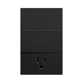 PLACA NEGRO MATE LUXURY CONTACTO SENCILLO Y APAGADOR DE 2 INTERRUPTORES 3 VIAS 127/250VCA PLÁSTICO ABS 74X117MM SKIN FEEL  ARTLITE  APL-606 - Hergui Musical