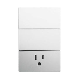 PLACA BLANCO MATE LUXURY CONTACTO SENCILLO Y APAGADOR DE 2 INTERRUPTORES 3 VIAS 127/250VCA PLÁSTICO ABS 74X117MM SKIN FEEL   ARTLITE   APL-706 - Hergui Musical