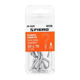 Blíster con 6 armellas abiertas de 20 x 70, fiero   AR-20AB - Hergui Musical