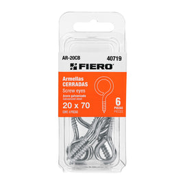 Blíster con 6 armellas cerradas de 20 x 70, fiero   AR-20CB - Hergui Musical