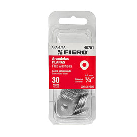 Blíster con 30 arandelas planas de 1/4", fiero   ARA-1/4A - Hergui Musical