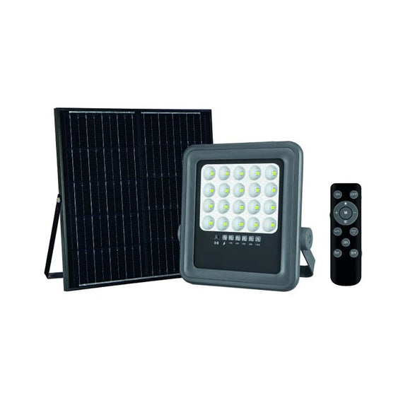 REFLECTOR LED SOLAR 500LM CON PANEL SOLAR EXTERNO Y CONTROL REMOTO BLANCO FRIO 6500K    ARTLITE   ASL-006L