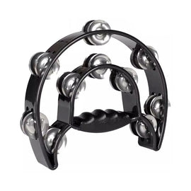 PANDERO DOBLE MEDIA LUNA NEGRO, DOBLE ANILLO 90 GRADOS  ALICE   ATB002A/BK - Hergui Musical