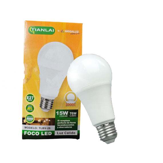 Foco Led 15w, Luz Cálida  TIANLAI  B03CW15 - Hergui Musical