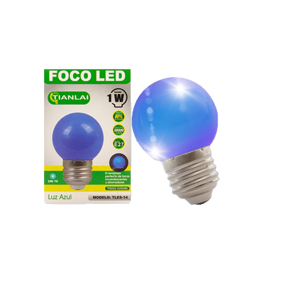 Foco Led 5w, color Azul, Base E27  TIANLAI  B04W1A - Hergui Musical