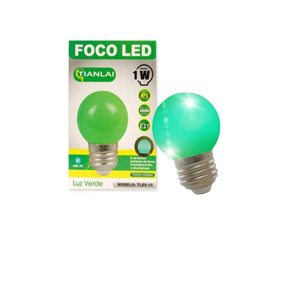 Foco Led 5w, color Verde Base E27  TIANLAI  B04W1V - Hergui Musical