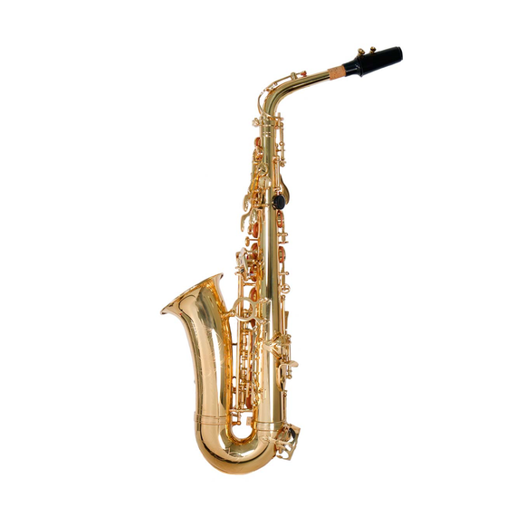 Saxofón alto BENJAMIN ADAMS, Afinado en Eib, fabricado en latón amarillo con un acabado laqueado dorado duradero, elegante grabado  BAAS100