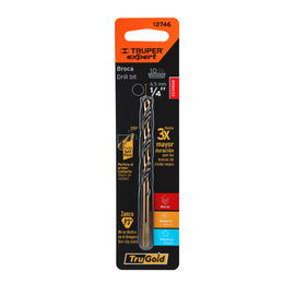 Broca hss 1/4" trugold para metal en blíster, expert truper   BAV-1/4-B - Hergui Musical