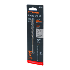 Broca para concreto de 1/4 x 4" en blíster, truper   BCT-1/4X4-B - Hergui Musical