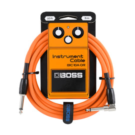 Cable para instrumento Conectores de 1/4 de pulgada (recto y en ángulo recto), color naranja, 3 metros  ROLAND  BIC-10A-OR - Hergui Musical