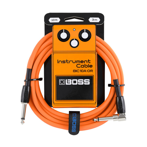 Cable para instrumento Conectores de 1/4 de pulgada (recto y en ángulo recto), color naranja, 3 metros  ROLAND  BIC-10A-OR - Hergui Musical