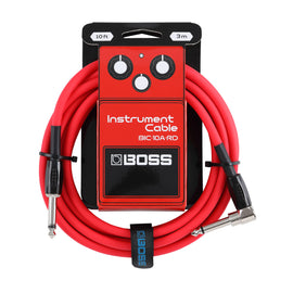 Cable para instrumento Conectores de 1/4 de pulgada (recto y en ángulo recto), color rojo, 3 metros  ROLAND  BIC-10A-RD - Hergui Musical