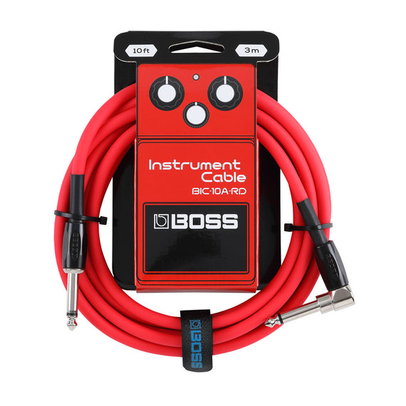 Cable para instrumento Conectores de 1/4 de pulgada (recto y en ángulo recto), color rojo, 3 metros  ROLAND  BIC-10A-RD - Hergui Musical