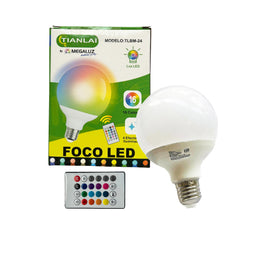 Foco led con 16 tonalidades intercambiables, 4 efectos y control remoto  MEGALUZ LED  BIN05W9