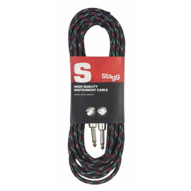 CABLE PARA INSTRUMENTO 3m, PLUG 6.3mm, Negro Vinteweed, MACHO/MACHO  STAGG   SGC3VT-BK - Hergui Musical