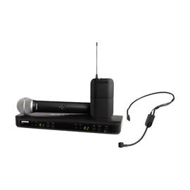 Sistema de micrófono Vocal en "Combo" con receptor doble, dos transmisores, micrófonos de diadema y de mano  SHURE  BLX1288/P31 - Hergui Musical
