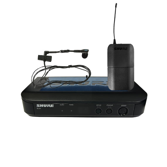 SISTEMA DE MICROFONO INLAMBRICO PARA INSTRUMENTOS DE ALIENTO, FRECUANCIA: 596 a 616 MHz  SHURE  BLX14/B98-J11 - Hergui Musical
