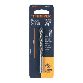 Broca con punta centradora para madera 1/4", truper   BM-1/4 - Hergui Musical