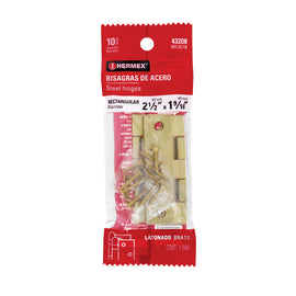 Bolsa con 2 bisagras rectangulares 2-1/2", acero latonado fiero   BR-251B - Hergui Musical