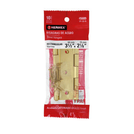 Bolsa con 2 bisagras rectangulares 3-1/2", acero latonado  HERMEX  BR-351B