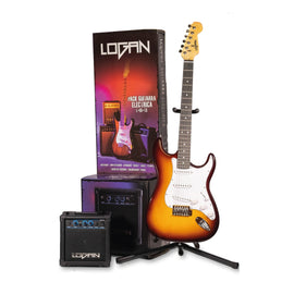 Paq. de Guitarra eléctrica Stratocaster, Sunburst   LOGAN   L-EG-TS-PAQ-SB - Hergui Musical