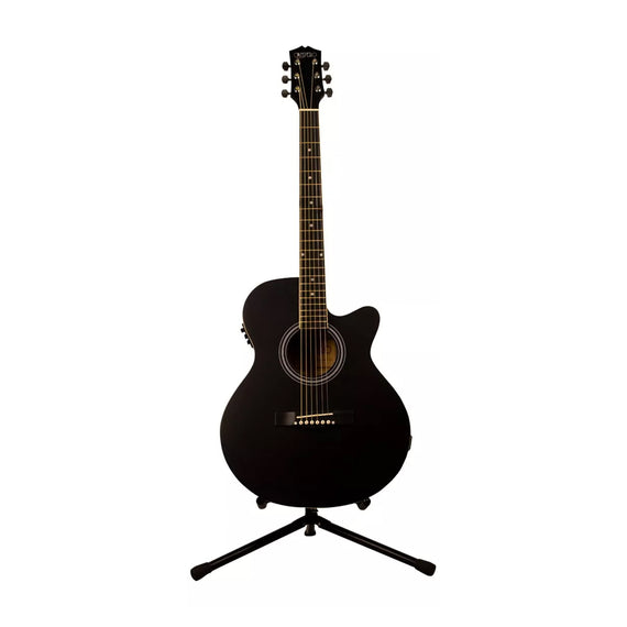 GUITARRA MAHOGANY ELECTROACÚSTICA CON RESAQUE NEGRA MATE  CAMPERO   C-EA-MHR-MT-BK