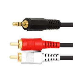 CABLE AUXILIAR 1 PLUG 3.5mm MAHO A 2 PLUG RCA MACHO 1.8m  KAPTON     CA-1471G - Hergui Musical