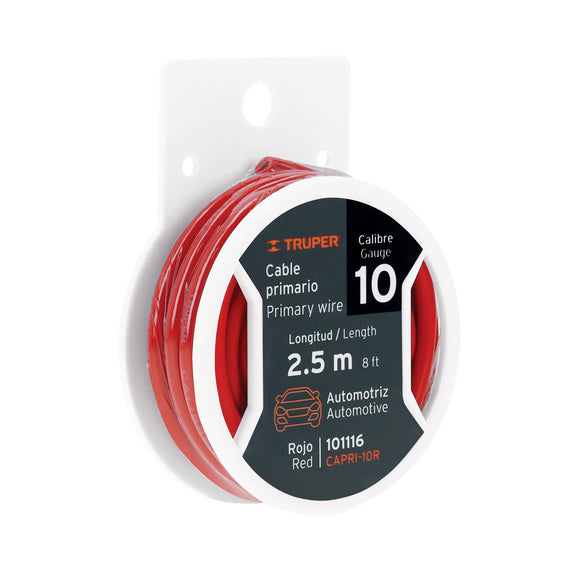 Carrete con 2.5 m de cable primario rojo calibre 10,   TRUPER    CAPRI-10R - Hergui Musical
