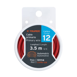 Carrete con 3.5 m de cable primario rojo calibre 12,  TRUPER  CAPRI-12R - Hergui Musical