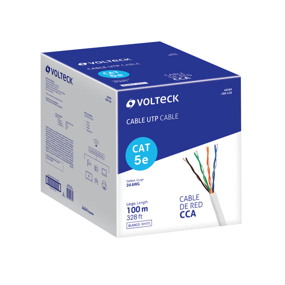 Bobina de 100m de cable utp cat5e, blanco, volteck  CBR-51B - Hergui Musical