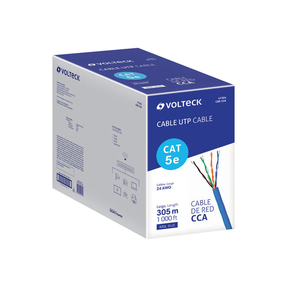 Bobina 305m de cable utp cat5e, azul, volteck  CBR-53A(305) - Hergui Musical
