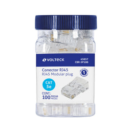 Plug rj45 cat5e, bote con 100 piezas, volteck   CBR-5P100(100) - Hergui Musical