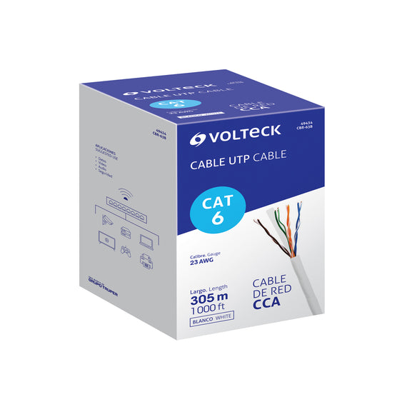 Bobina de 305m de cable utp cat6, blanco, volteck  CBR-63B(305) - Hergui Musical