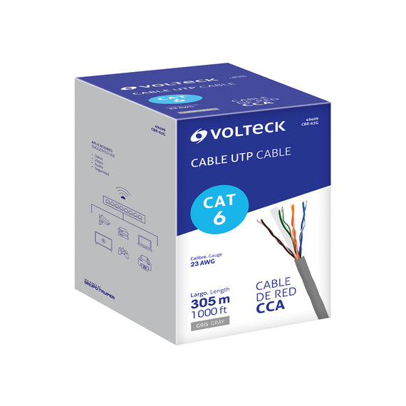 Bobina de 100m de cable utp cat6, gris, volteck  CBR-63G - Hergui Musical