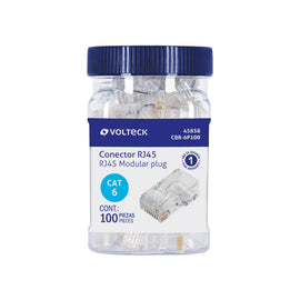 Plug rj45 cat6, bote con 100 piezas, volteck  CBR-6P100(100) - Hergui Musical