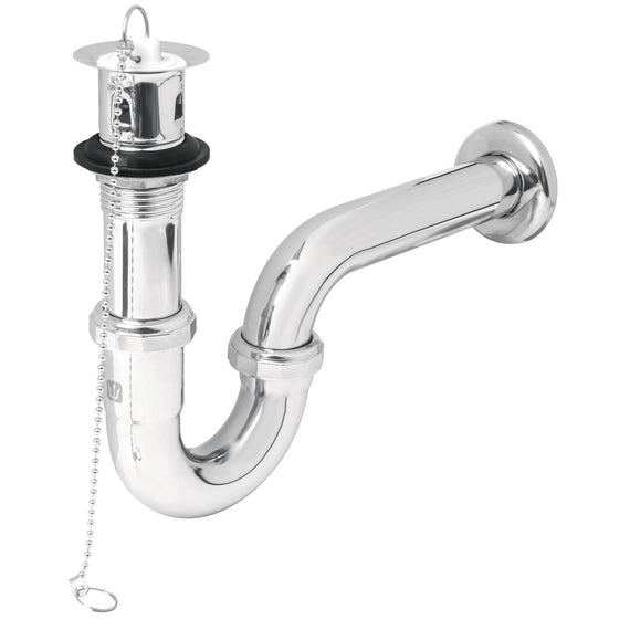 Céspol p/lavabo latón c/contra, tapón y cadena, cromo,1-1/4
