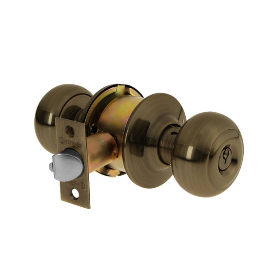 Cerradura tipo oval para recámara, latón antiguo, hermex  CEPO-22R - Hergui Musical