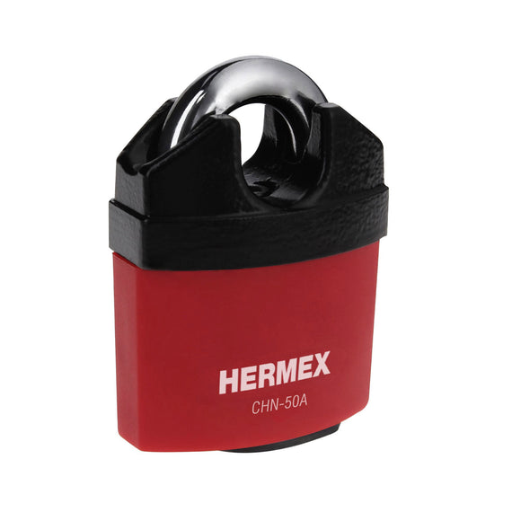 Candado de hierro 50 mm gancho protegido, llave anti-ganzúa  HERMEX   CHN-50A - Hergui Musical