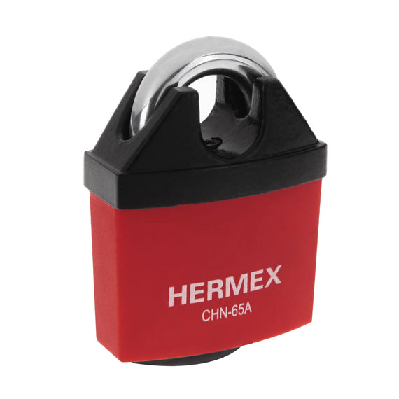 Candado de hierro 65 mm gancho protegido, llave anti-ganzúa  HERMEX  CHN-65A - Hergui Musical