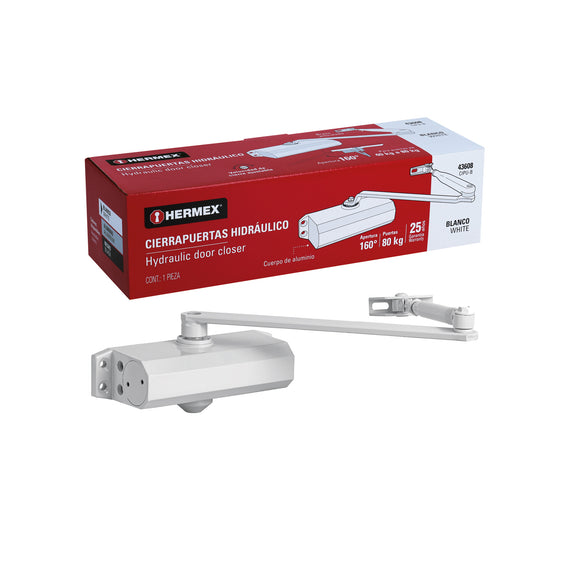 Cierrapuertas hidráulico color blanco, hermex  CIPU-B - Hergui Musical