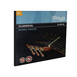 JGO. DE CUERDAS DE NYLON PARA GUITARRA CLASICA, TENSIÓN NORMAL, ENTORCHADO PLATEADO  STAGG   CL-NT-AL - Hergui Musical