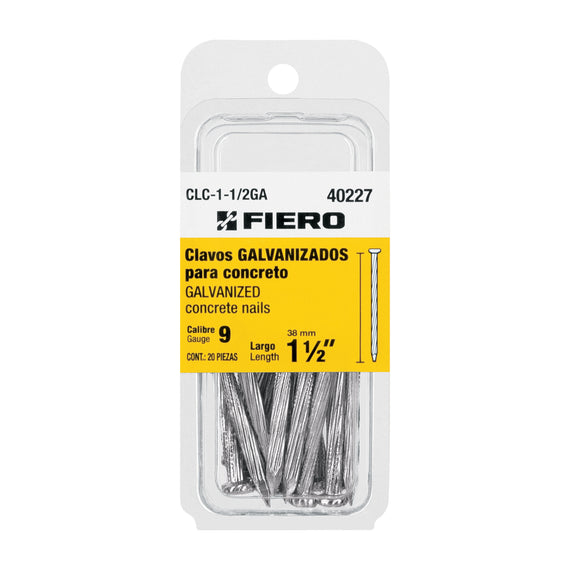 Blíster con 20 clavos galvanizados p/concreto 1-1/2