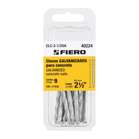 Blíster con 15 clavos galvanizados p/concreto 2-1/2