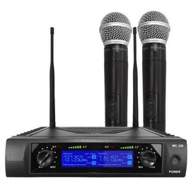 Sistema de micrófono Inalambrico Doble De Mano Uhf  ROMMS  MC-382M - Hergui Musical