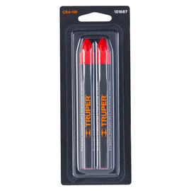 Blíster con 2 crayones de 12 cm industriales rojos, truper  101687 - Hergui Musical