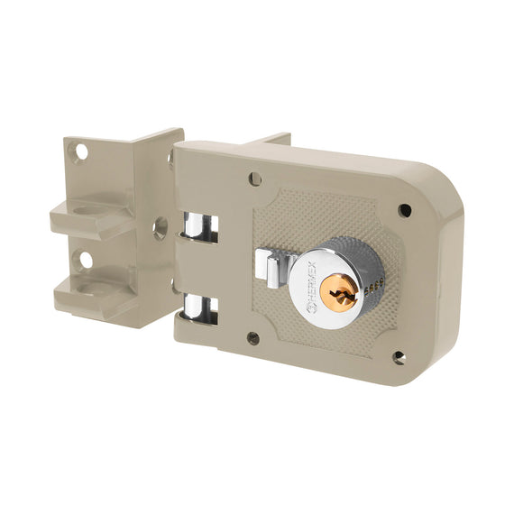 Cerradura sobreponer, puerta corrediza, instala-fácil, izq. HERMEX   CS-95I - Hergui Musical