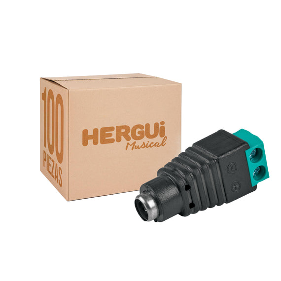 Paq. 100 Pzas. de conector de energía para cctv tipo hembra, volteck  CTV-1H(100) - Hergui Musical