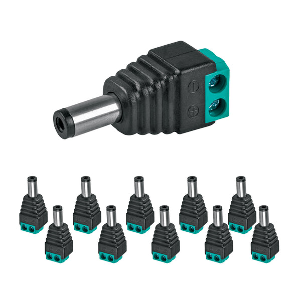 Paq. 10 Pzas. de conector de energía para cctv tipo macho, volteck  CTV-1M(10) - Hergui Musical