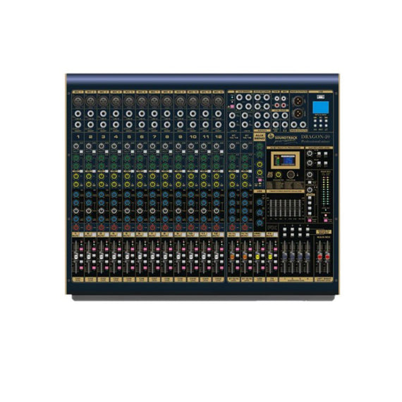 MEZCLADORA 16 CANALES SOUNDTRACK (12 DIRECTOS, 4 COMPARTIDOS), 4 SUBGRUPOS, 4 AUXILIARES,  40 EFECTOS DSP, ECUALIZADOR Y BLUETOOTH   DRAGON-20 - Hergui Musical
